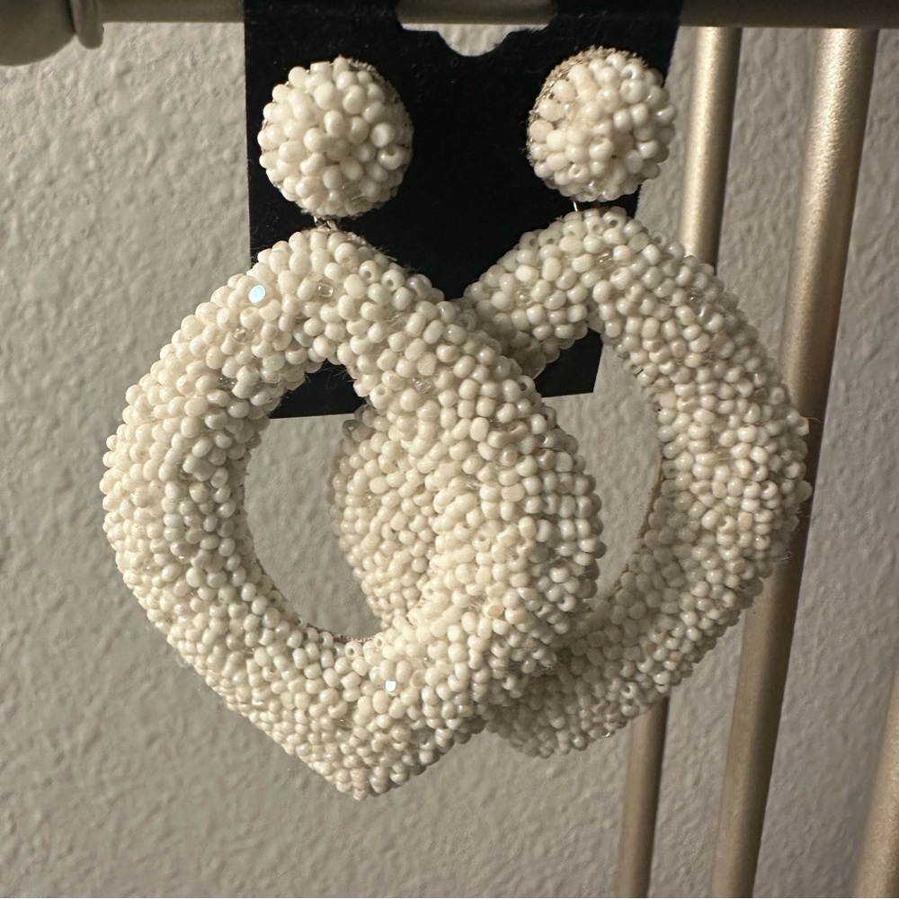 Deepa Gurnani White Beaded Earrings